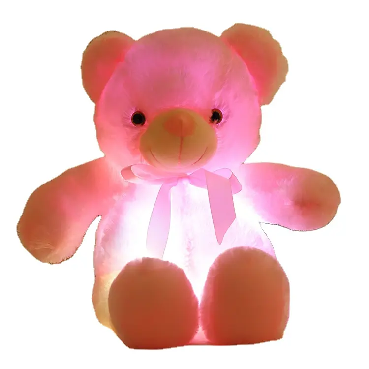 LED Teddy Bears Stuffed Animals Cute Glow Bear Plush Toys Creative Colorful Luminous Light Up Pink Bears For Bedroom Kids