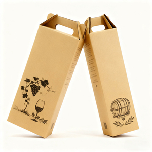 Tùy chỉnh in sóng hãng rượu Vang 1 2 chai bao bì hộp xách tay carton với xử lý cho rượu vang - Product Image 2