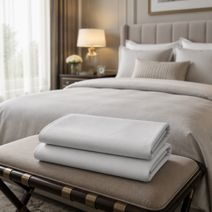 Ensemble de draps de lit 100% bambou 300TC 180gsm gris clair, luxueux, doux et respirant pour hôtel, maison, taille King et <span class=keywords><strong>Queen</strong></span> - Product Image 1