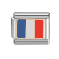 Italienischer Charme Edelstahl Armband 9mm National flagge Serie DIY vergoldet Türkei Brasilien Großbritannien Frankreich Russland Classic