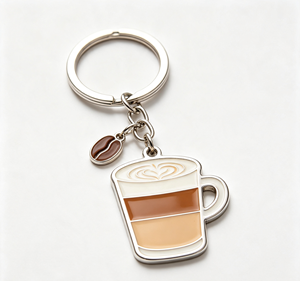 <b>Cute</b> Coffee Cup Enamel Metal Key Chain Custom Logo <b>Keyring</b> Coffee Beverage Bag Charm for Gifts and Promotions - Product Image 2