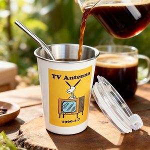 Stainless Steel Coffee <b>Cup</b> Tumbler With Straw Portable For Travel <b>Cold</b> Drinks - Product Image 1