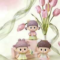 Serie de Cajas Sorpresa Antiguas Bu Er de Marca Superior, Figuras Mini Lindas Estilo Chino, Bolsa Sorpresa de Resina PVC, Artesanía Unisex para Decoración del Hogar, 24 Piezas