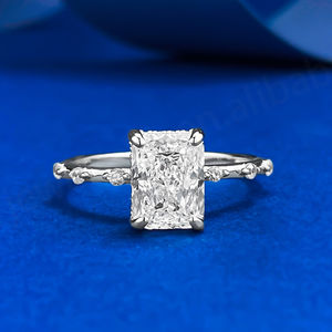 S925 plata moda diaria blanco 6*8mm laboratorio diamante hielo flor corte piedra rodio plateado punta ajuste fiesta de mujer regalo americano - Product Image 1