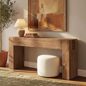 Table <span class=keywords><strong>console</strong></span> KUMUSI en <span class=keywords><strong>bois</strong></span> de chêne naturel, design simple - Product Image 2