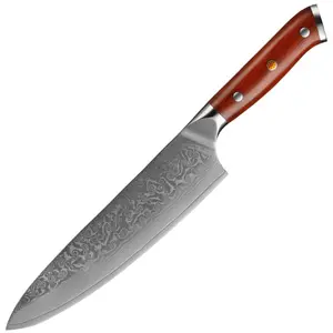 8 "Damascus Chef's Knife Yellow Sandalwood Handle Western Chef's Knife Slicing Knife