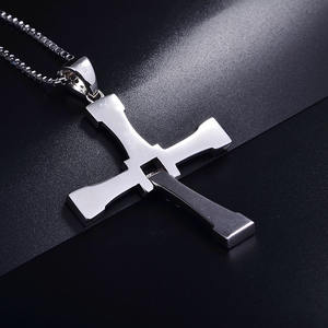 Männer Frauen Modeschmuck Geschwindigkeit und Leidenschaft 8 Custom Silber Edelstahl Kreuz Halskette - Product Image 5