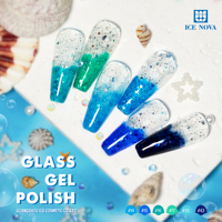 Vernis à gel de verre ICE NOVA entièrement transparent super brillant non essuyable Hema/Tpo/Hpma Texture libre de gelée Soak Off Nail Art