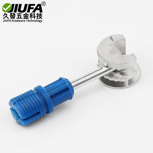 Conector Tres en Uno JIUFA de Aleación de Zinc Azul para Unión Rápida de Muebles y Gabinetes - Product Image 1