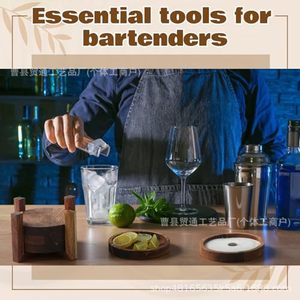 Wooden Round Salt Rim Tray For Cocktail <b>Bar</b> <b>Tools</b> Reusable Brown Rustic Style Home Office Use - Product Image 3