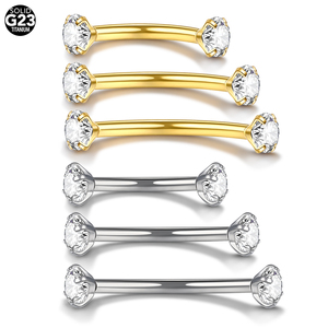 <span class=keywords><strong>Piercing</strong></span> de plátano para cejas de <span class=keywords><strong>titanio</strong></span>, barra curva redonda CZ, anillo para labios, Daith Helix Rook, pendiente para cartílago, Piercings para trago, joyería - Product Image 1