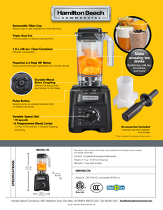 Licuadora Silenciosa para Smoothies <span class=keywords><strong>Hamilton</strong></span> <span class=keywords><strong>Beach</strong></span> HBH350-CN con Diseño Americano Comercial 220V - 240V - Product Image 3