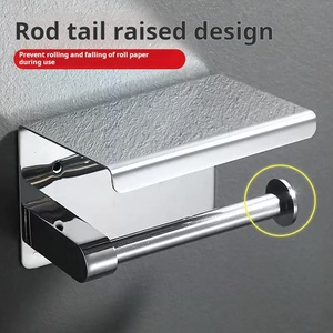 <span class=keywords><strong>Porte</strong></span>-mouchoirs en <span class=keywords><strong>papier</strong></span> hygiénique <span class=keywords><strong>mural</strong></span> moderne en acier inoxydable avec étagère pour téléphone pour la maison et l'hôtel - Product Image 4