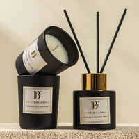 Ensemble de diffuseurs de parfum et bougies artisanales de luxe, bougies en verre d'aromathérapie, décoration intérieure écologique, coffret cadeau souvenir pour la maison