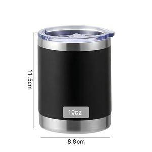 Custom 10oz Stainless Steel Travel Coffee Mug <b>Double</b> <b>Wall</b> Reusable Powder Coated Cup 10 oz Insulated Lowball Tumblers with Lid - Product Image 2