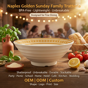 จานชามเมลามีนลายตารางแบบพรีเมียม OEM ODM ขนาด 9.7 นิ้ว จานทรงลึกสำหรับใส่ซุปเนื้อ บะหมี่ เหมาะสำหรับร้านอาหาร - Product Image 1