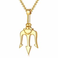 Collier pendentif Trident de fermoir en argent, bijou en acier inoxydable de déclaration, cadeau d'amoureux