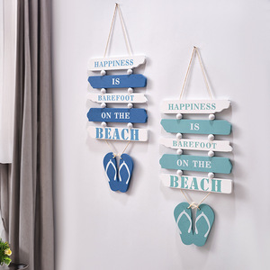 Letrero de madera para colgar en la pared, estilo mediterráneo, con chanclas, decoración del hogar, tema del océano, 2 uds. - Product Image 2