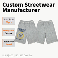 Shorts de streetwear pour homme personnalisés, 360 GSM, coupe ample, effet délavé à l'acide et minéral, imprimé numérique, style vintage, en molleton graphique