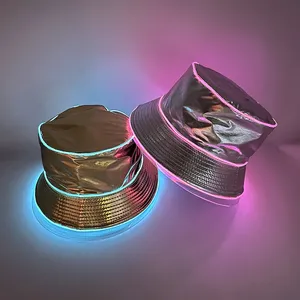 Y2K phong cách <span class=keywords><strong>LED</strong></span> Light-up Bucket <span class=keywords><strong>Hat</strong></span> sáng Mũ câu cá cho nam giới phụ nữ phát sáng phụ kiện thời trang cho Rave cho thấy bên ngoài trời - Product Image 1