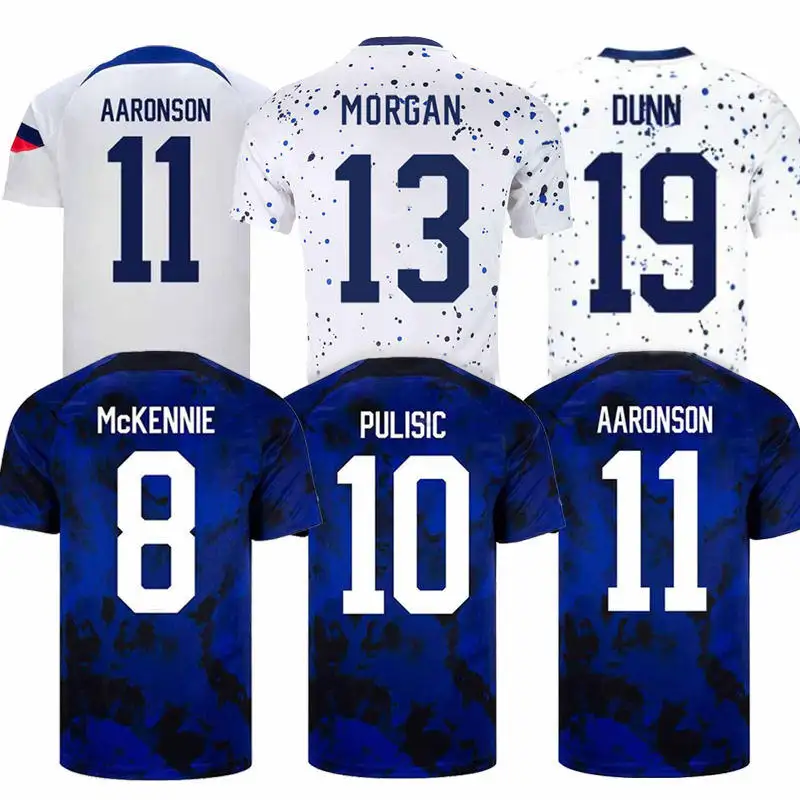 New 7 Reyan Usa White Soccer Jersey 2023 Men Home World 10 Pulisic 9 Mckennie 11 Aaronson Morgan Football Uniform Men Kids Kit