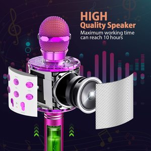 Nouveauté : Haut-parleur karaoké professionnel sans fil avec lumières LED rechargeables par USB et haut-parleur Bluetooth pour <span class=keywords><strong>la</strong></span> <span class=keywords><strong>famille</strong></span> - Product Image 5