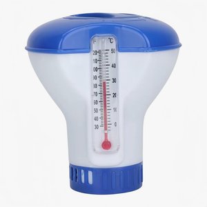 Thermomètre flottant pour piscine, distributeur de produits chimiques pour piscine, flotteur de niveau d'eau bleu et blanc pour piscine - Product Image 1