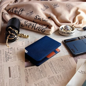 Multifunctional Genuine Black Saffiano Leather Open Closure Passport Holder with Nylon Lining Portable Unisex Card Case - Product Image 6