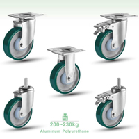 Troli Perkakas Industri Roda Putar 5 Inci, Beban Berat 320 KG, Rem Total, Inti Aluminium, Roda PU Cor