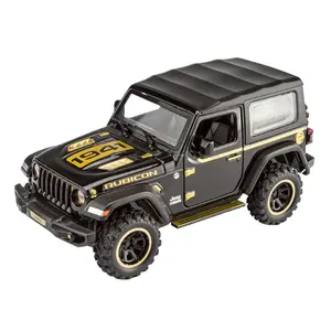 1:32 Jeeps Wrangler Rubicon mobil Model Aloi Off-Road dengan suara dan lampu ketika membuka pintu hadiah mainan anak-anak