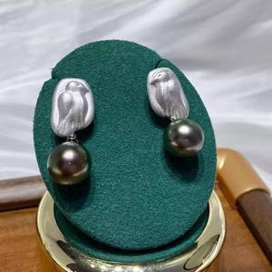 22614DIY Accessoires en perles Boucles d'oreilles pendantes tendance en argent S925 avec perles rondes de 9-13 mm et support vide - Product Image 4