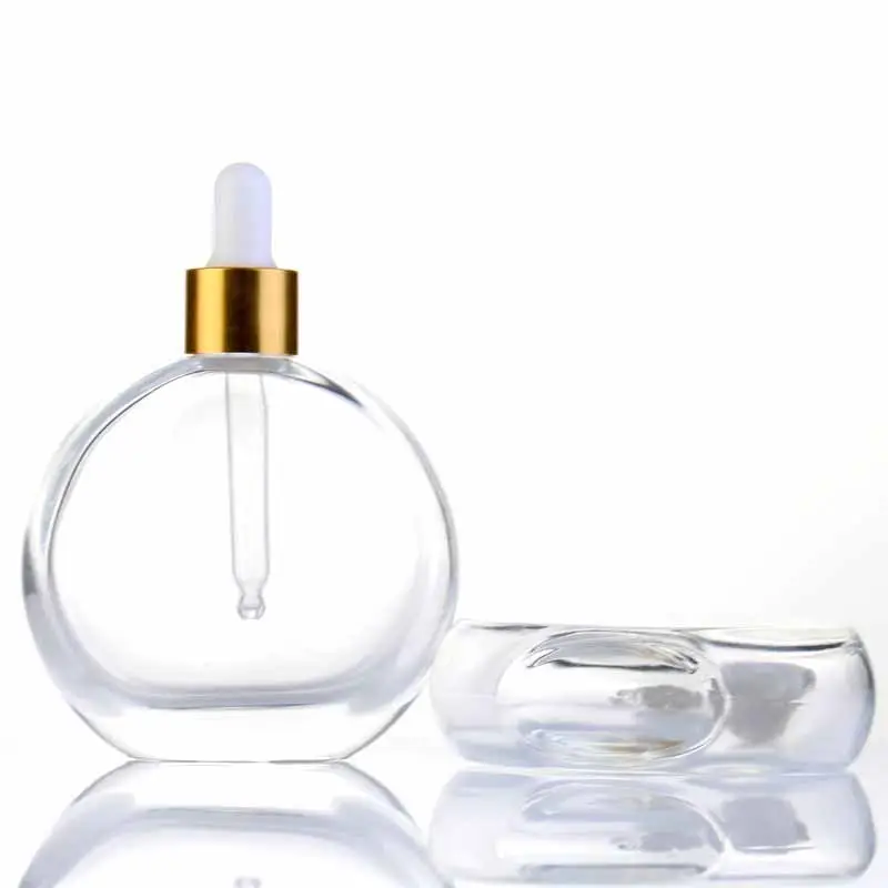 化粧品包装容器は、育毛油用のスポイト付き50mlガラス瓶を楕円形にします