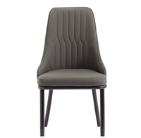 Chaise de salle à manger moderne à blocs de couleur avec rembourrage à fines coutures verticales, pieds métalliques élégants et stables, combinaison de couleurs classiques marron et gris