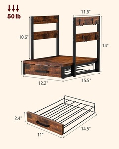 Organisateur de dosettes à café <span class=keywords><strong>en</strong></span> métal pour cuisine avec porte-tasses et tiroir, style rétro <span class=keywords><strong>en</strong></span> bois pour comptoir, support pour cafetière 15,5*14*12,2 POUCES - Product Image 2