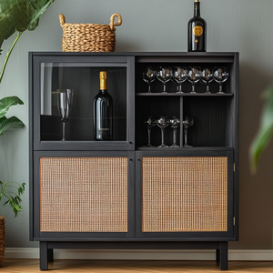 Buffet Buffet Stockage Armoire À Café Porte-Verre Rotin Chambre Moderne Armoire À Vin Bar Salle À Manger Meubles