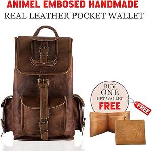 Vintage Distressed Leather <b>Laptop</b> <b>Backpack</b> for Men and <b>Women</b> | Dark Brown Leather Bag for Travel - Product Image 5