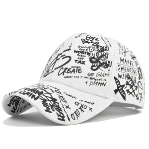 Casquette de baseball en coton à 6 panneaux pour hommes et femmes, motif graffiti imprimé intégral, style hip-hop streetwear abordable pour le milieu professionnel - Product Image 6