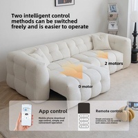 Sofá Cama Eléctrico Individual de Algodón, Retráctil, Estilo Nórdico Simple y Moderno, Tela de Lana de Cordero Blanca, para Apartamentos Pequeños