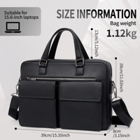 Porte-documents d'affaires multifonctionnel en PU de luxe classique pour homme, grande capacité, multi-poches, portable