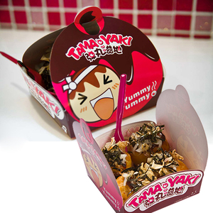 Disposable Take Out Packaging To Go Japanese Food Take Away Takeout Octopus Balls Containers Paper Takoyaki Box