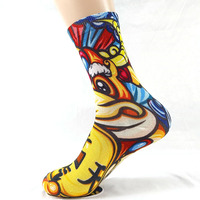 Chaussettes imprimées par sublimation personnalisées à motif animalier 3D, design tendance automne, pour hommes et femmes, épaisses, séchage rapide