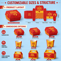 Boîte d'emballage alimentaire jetable personnalisée en papier kraft pour la restauration rapide, boîte à emporter pour hamburgers, frites, ailes de poulet