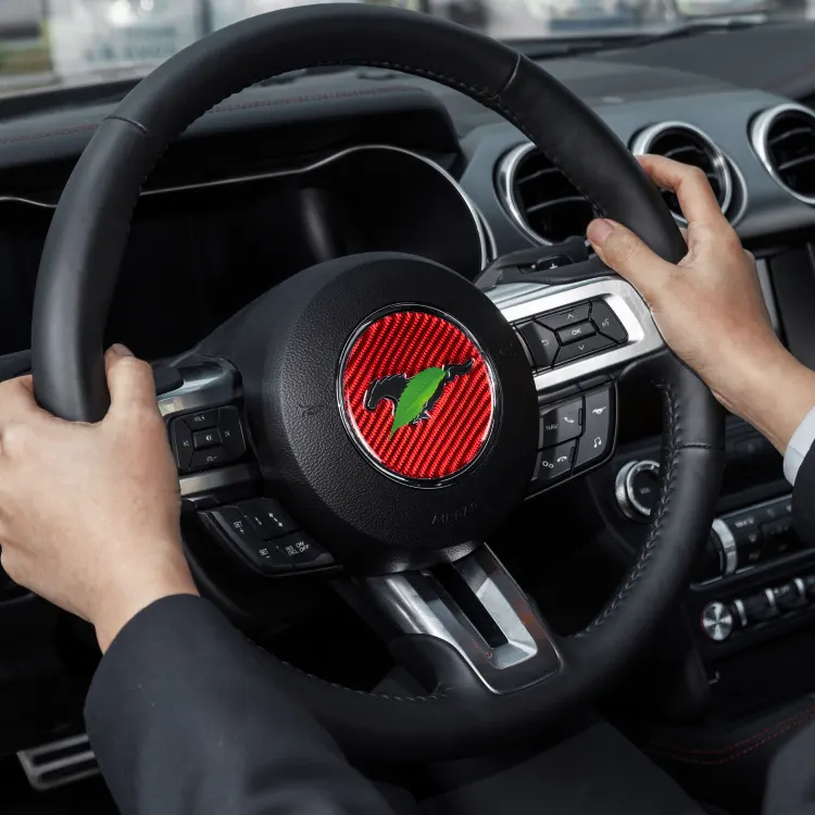 Shasha Fibra De Carbono 3K Acessórios Interiores Volante Decoração Adesivos Para Mustang 2015 2016 2018 2019
