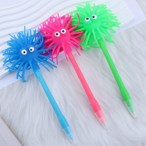 Stylo Bille Créatif Monstre Anti-Stress en Plastique, Forme Boule de Poils Mignonne, Papeterie Promotionnelle, Encre Bleue - Product Image 4