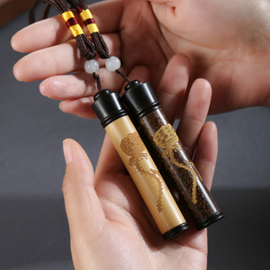 Portable Toothpick Holder Mini Tea Caddy Incense Case With Dragon Design Bamboo Material Classic Style Personal Gift - Product Image 1