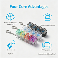 En stock – Porte-clés anti-stress à 4 touches, clavier mécanique, avec interrupteur LED en plastique et capuchon de touche clicker
