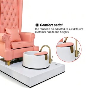 <span class=keywords><strong>Fauteuil</strong></span> de pédicure rose de luxe avec bassin pour les pieds et robinet doré, style trône, <span class=keywords><strong>fauteuil</strong></span> à dossier haut avec coussin pour salon de manucure et spa - Product Image 4
