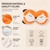 Oreiller de voyage convertible 2 en 1 en peluche et masque pour les yeux, coussin doux pour le cou pour avion/sieste au bureau - Fox & Monkey