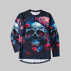 T-shirt pour homme de haute qualité, imprimé <span class=keywords><strong>floral</strong></span> et crâne, décontracté, confortable, respirant, manches longues - Product Image 4
