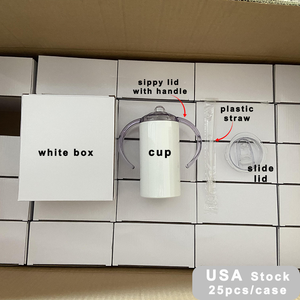 Diskon besar pengiriman gratis 12oz Tumbler kosong besi tahan karat dinding ganda anak-anak dengan pegangan 2 tutup gelas hisap Tumbler sublimasi - Product Image 5